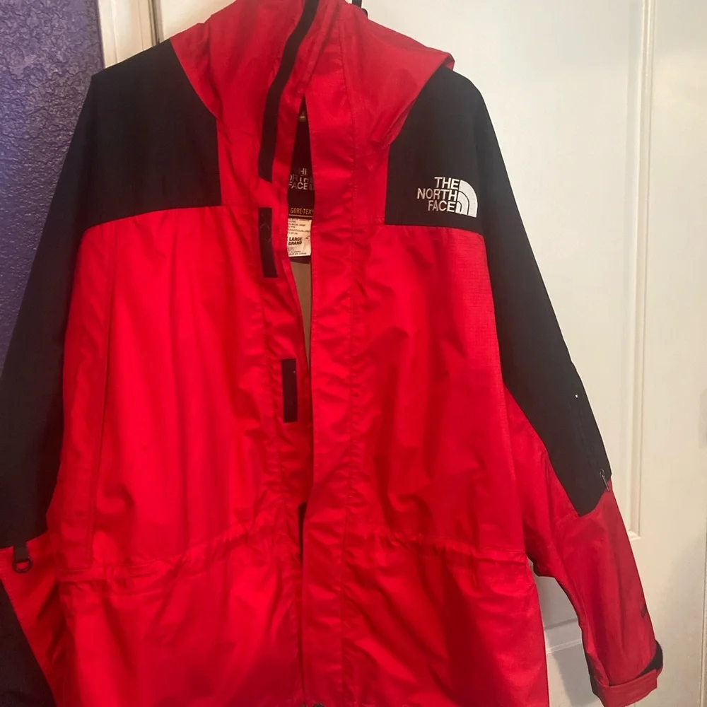 The North Face Red and Black Waterproof Hooded Jacket - Picture 1 of 6